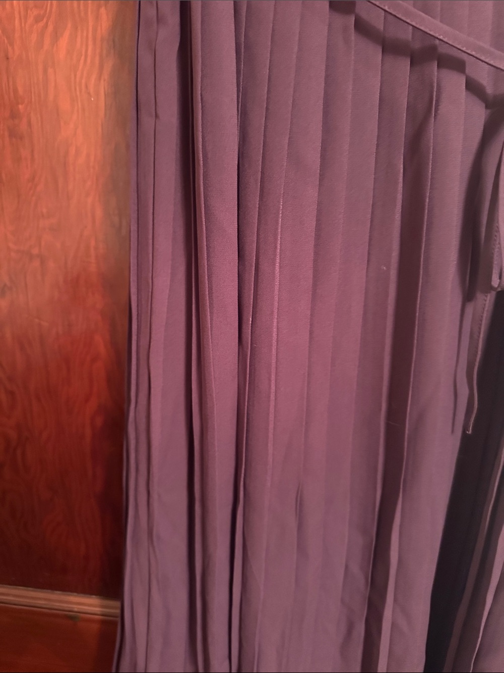 NWT LOFT Outlet Women’s Sz Large Sleeveless Purple Pleated Dress with Waist Tie - Picture 4 of 9